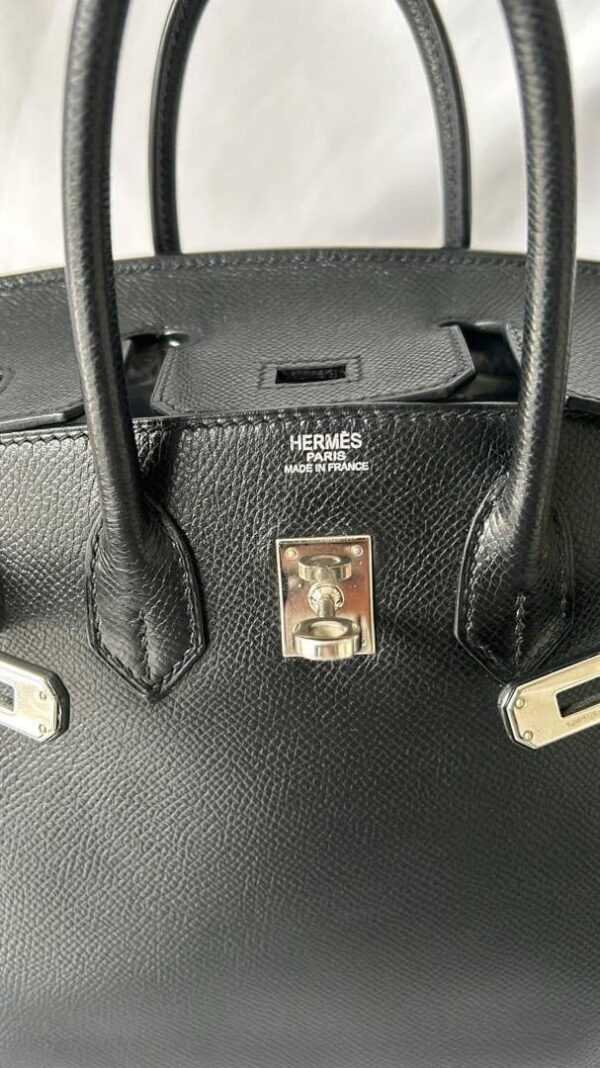 Birkin 25 B25 Noir Black Epsom Leather PHW stamp K Square - Image 2