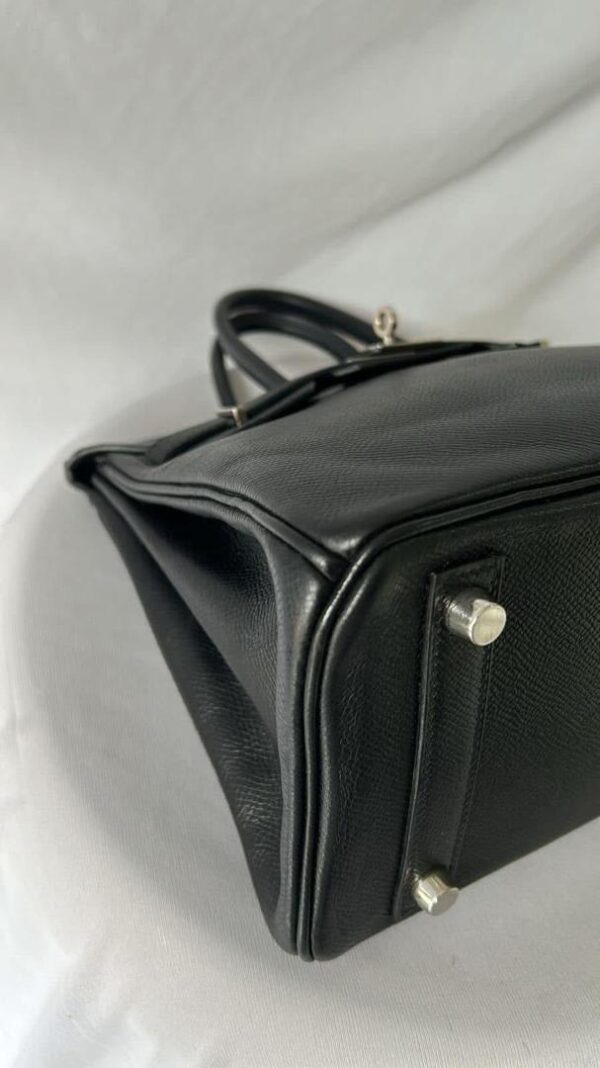 Birkin 25 B25 Noir Black Epsom Leather PHW stamp K Square - Image 9