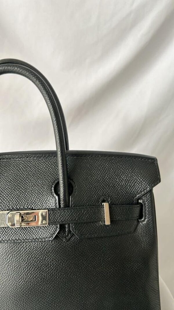 Birkin 25 B25 Noir Black Epsom Leather PHW stamp K Square - Image 5