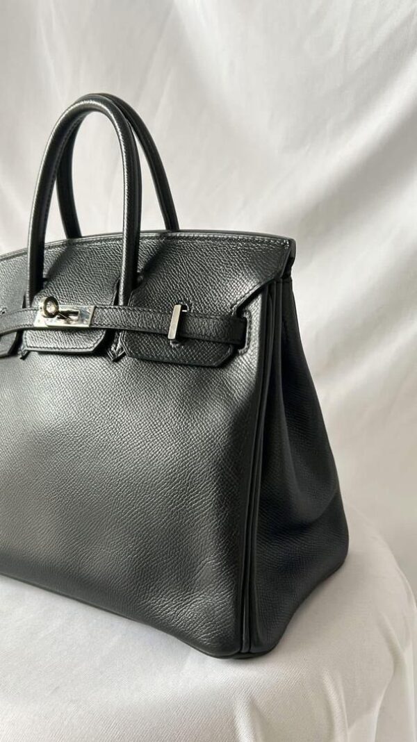 Birkin 25 B25 Noir Black Epsom Leather PHW stamp K Square - Image 4