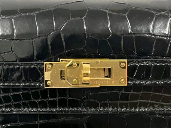 Excellence condition Kelly ToGo Wallet Croc. Alligator Noir-Shiny GHW st.U (2022) - Image 8