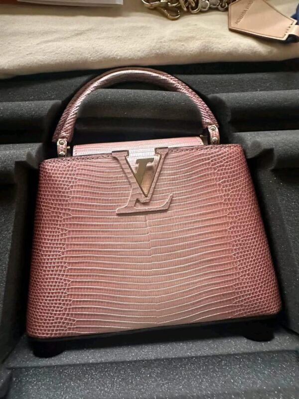 LOUIS VUITTON Mini Capucines in Metallized Sakura Pink Lizard Leather, - Image 2