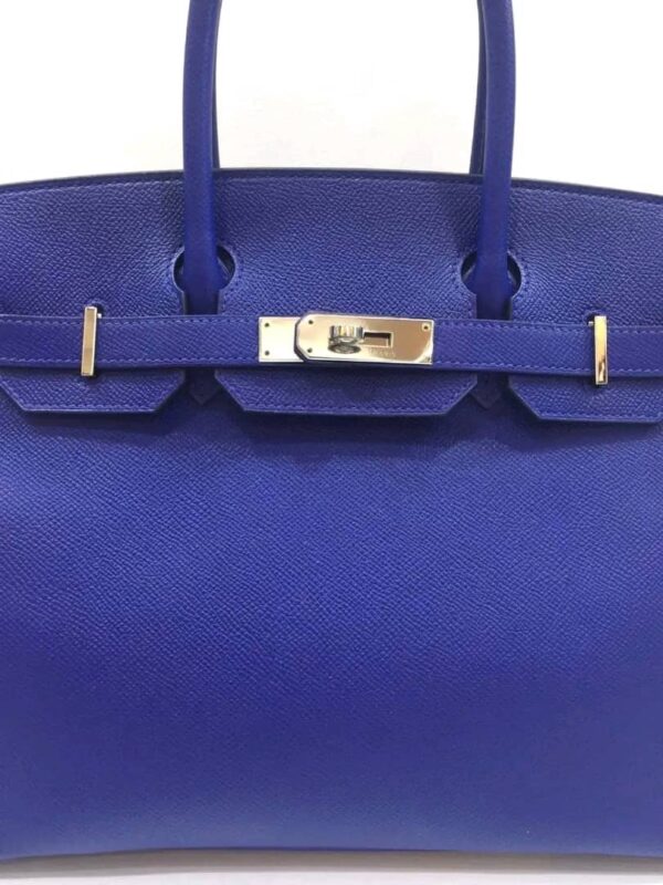 Birkin 30 B30 Blue Electric Bleu Electrique Epsom Leather PHW stamp R year 2014 - Image 4