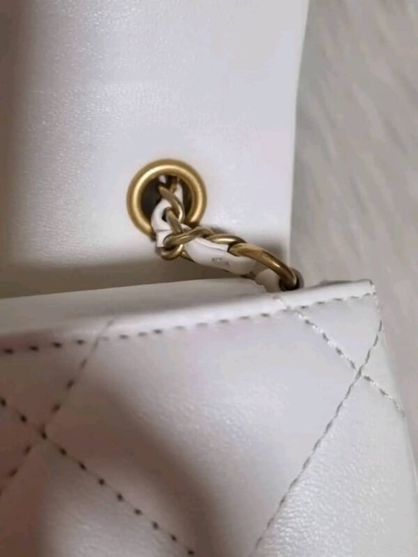 Chanel Mini Flap White Lambskin Heart Chain GHW - Image 10