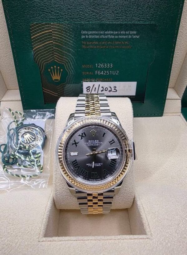 <<< Full Complete Set >>>  RLX 126333  Slate Roman Dial  Cert dated 2023 Full links