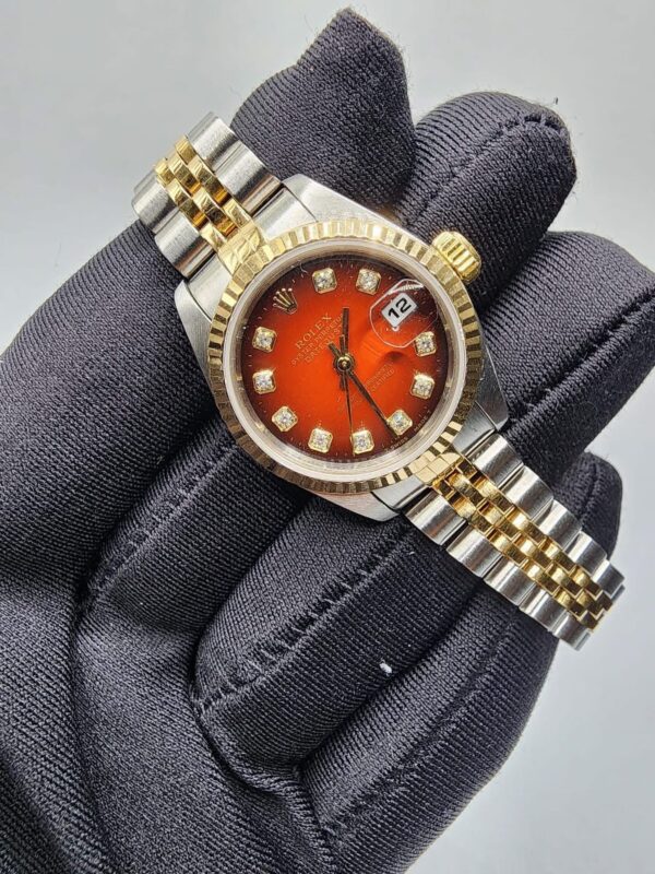 RxxxX 69173 with Cert Red Vignette diamond dial (Factory) W serial Cert dated 1996 18 links - Image 3