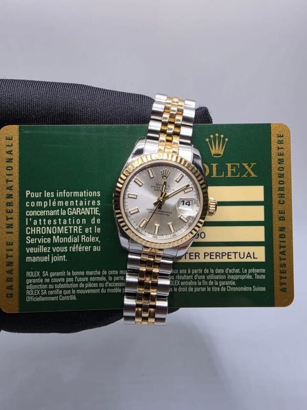 RxxxX 179173 with Cert Silver baton Dial V serial  20 links 5 screws - Image 2